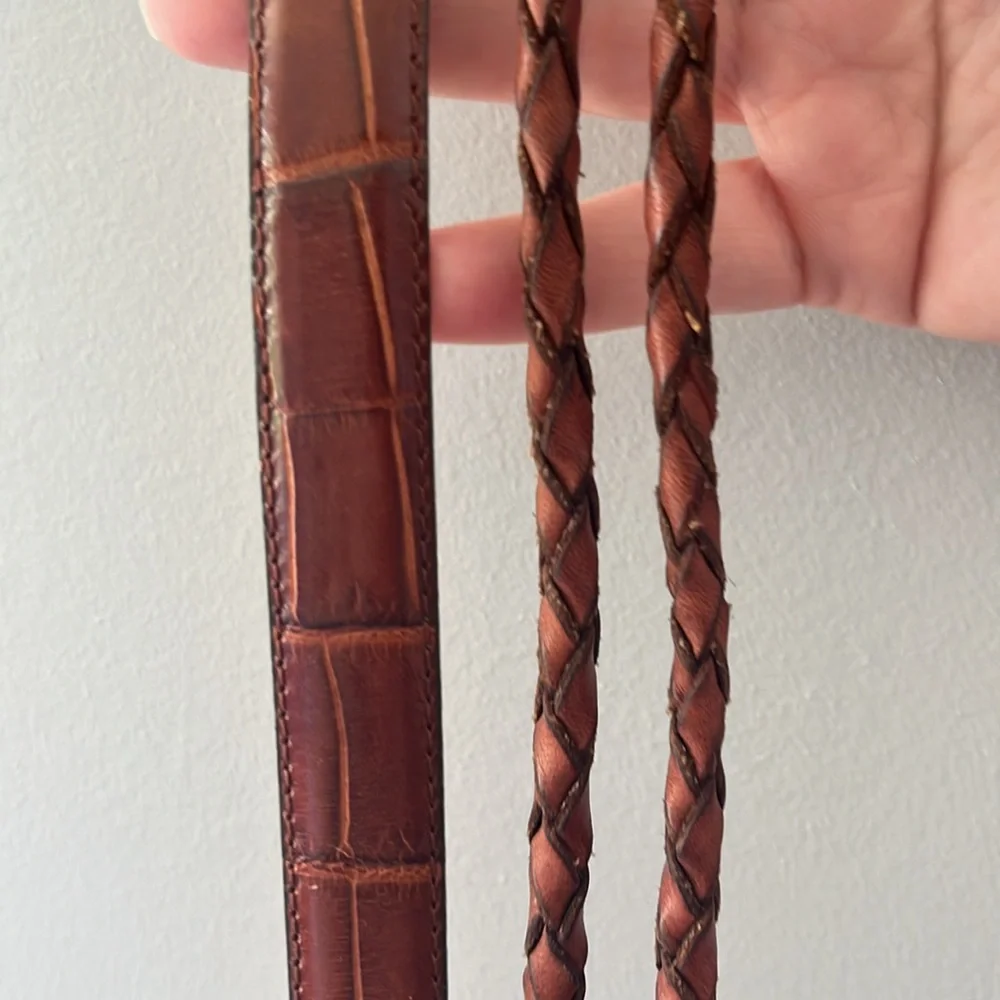 Vintage 90s Brown Double Braided Leather Belt Western Size Small / Medium